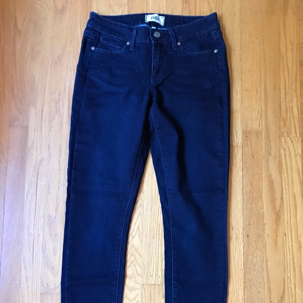 PAIGE Stretch Dark Blue Straight Leg Jeans